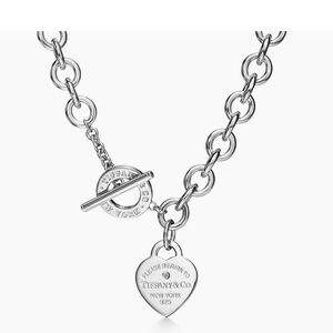 Tiffany & Co. Sterling Silver heavy, cable link Necklace , engraved heart Charm